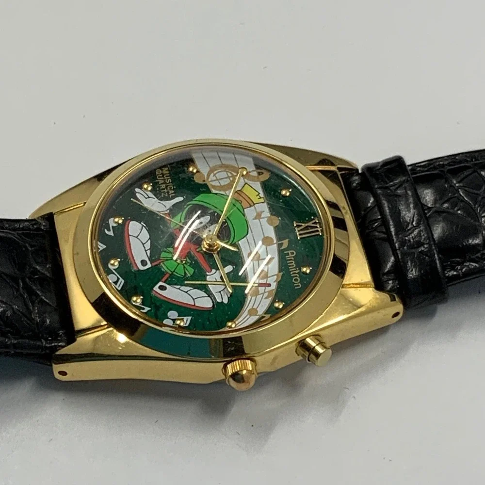 Vintage Armitron Marvin the Martian 2200/162 Stainless Steel Gold Black 34mm‎